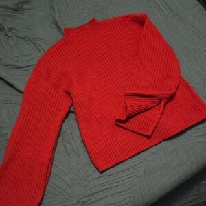 Cider Red Ribbed Turtleneck Sweater